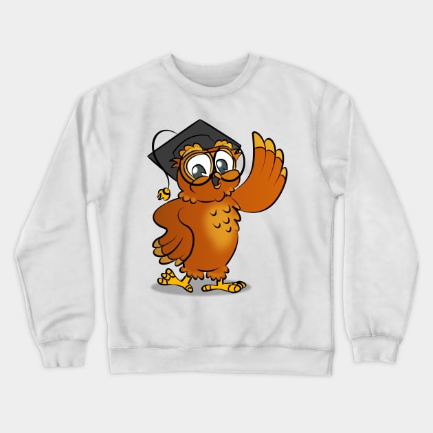 Cartoon Owl Design Crewneck Sweatshirt by PorinArt